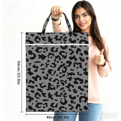 Black Leopard Cheetah Travel Laundry Bag Washable Dirty Clothes Bag for Gym - color: Black Leopard Cheetah