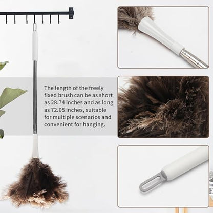 Feather Duster, Ostrich Feather Duster Replacement Head, Reusable Ostrich Feather Duster, Brown (Replacement Head Only) - size: 10"