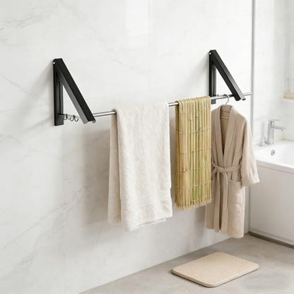 FOLAI 2-Piece Drill-Free Folding Clothes Drying Rack (Black) - color: Black, size: 2-Piece