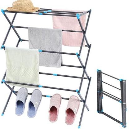 APEXCHASER Oversize 3-Tier Clothes Drying Rack, No Install, Graphite - color: Graphite