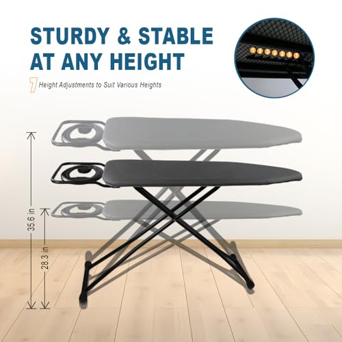 58"x15" Ironing Board Full Size, Heat Resistant Cover Wide Iron Board with Steam Rest, Ultra Thick Padding, Height Adjustable Heavy Sturdy Metal Frame Legs Ironing Stand,Non-Slip Foldable