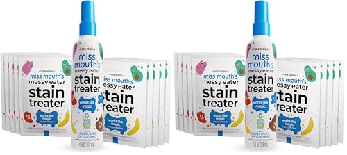 Miss Mouth's Messy Eater Stain Treater Spray - 4oz & 10 Wipes Stain Remover - Newborn & Baby Essentials - No Dry Cleaning Food, Grease, Coffee Off Laundry, Underwear, Fabric (Pack of 2) - size: spray & 20 pack wipes
