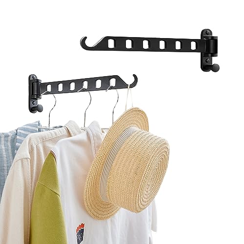 JOOM Clothes Drying Rack Wall Mounted, 13-Inch Foldable Arm, Black 2 Pack - color: Black, size: two pack