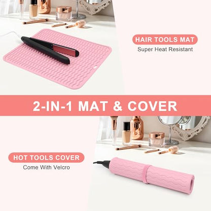 Oversize Silicone Heat Resistant Mat for Hair Tools - color: Pink