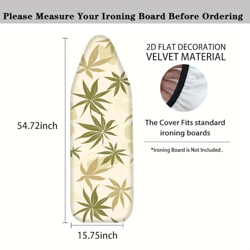 Nuxovilar Olive Green Beige Leaf Ironing Board Cover 15x54 Polyester - color: Yph03199, size: 15×54 inch