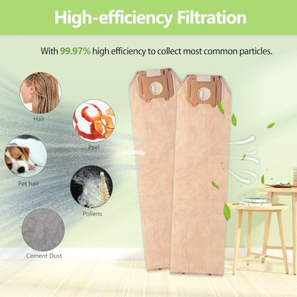 9 Pack Type LW HEPA Vacuum Cleaner Bags Replacement for Oreck Magnesium Upright Vacuum LWPK6OH LWPK25OH LWPK3OH