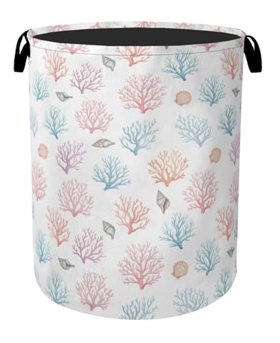 Starfish Coral Foldable Laundry Hamper - Waterproof Fabric Storage Basket with Handles, Clothes Hampers for Laundry,Bedroom,Dorm - color: Starfish Coral