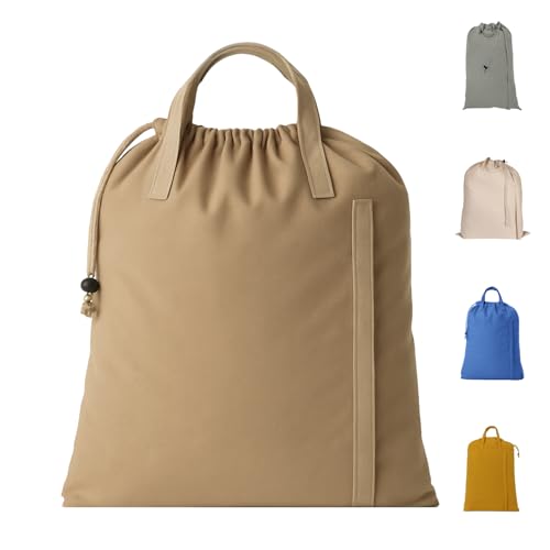 LFH Home Cotton Rich Canvas Large Laundry Bag with Handle, Heavy Duty Drawstring Closure Washable Laundry Bags, School Travel, Home, Hotel, College Dorm, Organizer Sack, Toys Clothes 24x36-Beige - color: Beige, size: 24”x36”