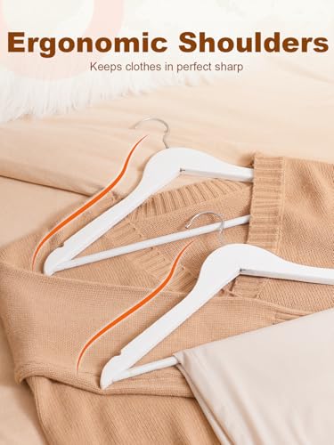 HOUSE DAY White Wooden Hangers 30 Pack, Heavy Duty Wooden Coat Hangers - color: White, size: 30 Pack