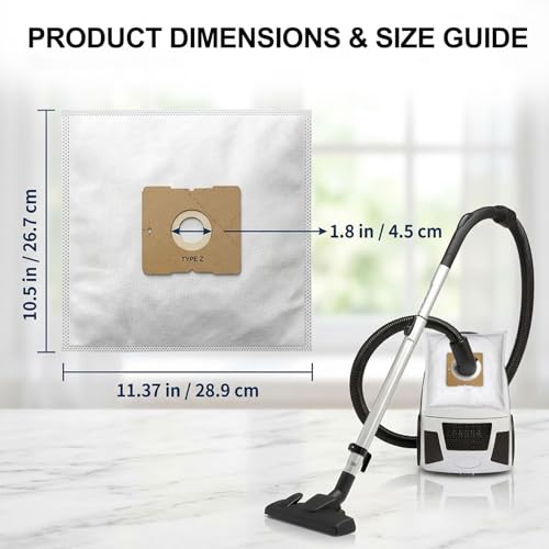 10 Pack Type Z HEPA Vacuum Bags Compatible with Riccar Moonlight, Pizzazz, Sunburst & Simplicity Jill, Jack, Snap Canister Vacuums, Replaces Part RZH-6 / SZH-6