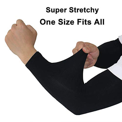 PFFY UV Protection Cooling Arm Sleeves for Men and Women UPF 50 Sun Sleeve - color: 1 Pair - Pureblack+black