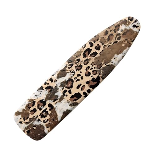 Cow Leopard Print Ironing Protector for Ironing Board Standard Size 15x54 Inch Iron Board Cover Non Stick Stain and Scorch Resistant, Easy to Install - color: Brown - Cow Leopard