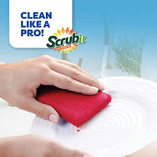 SCRUBIT Multi-Purpose Scouring Pad - Non-Scratch Cleaning Sponges for Pots, Pans, Dishes, Utensils & Non-Stick Cookware - Scrubbing Pads Use for Kitchen, Bathroom - 6 Pack Dish Sponge (Green) - color: Green