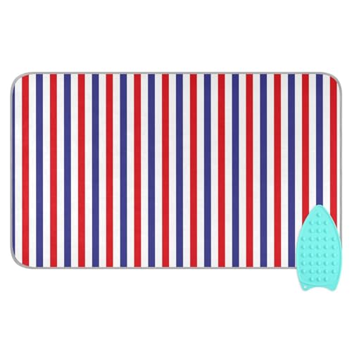 Ironing Mat Pad for Table Portable Travel Iron Blanket Ironing Board Covers Pressing Mat Heat Press Pads 27.6x47.2 Inches Blue and Red Stripes38 - color: Blue and Red Stripes38