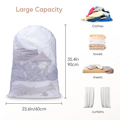 Meowoo 2Pcs Large Mesh Laundry Bag, 24×36inch - color: White-2pcs, size: 24x36 inch