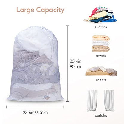 Meowoo 2Pcs Large Mesh Laundry Bag, 24×36inch - color: White-2pcs, size: 24x36 inch