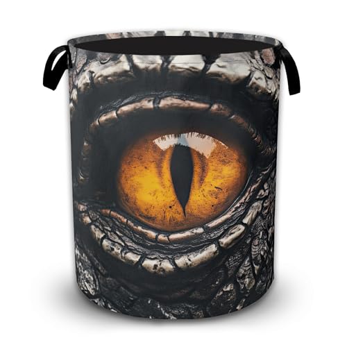 Dinosaur Large Laundry Basket, Foldable Laundry Hamper with Waterproof Coating and Reinforced Handles, Clothes Storage Bin for Dorm Bedroom - color: Cool Dinosaur Eyes