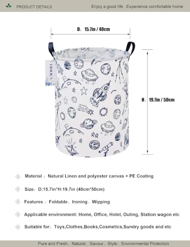 Round collapsible Large Space Rocket Laundry Hamper for Adults Kids - color: Planet
