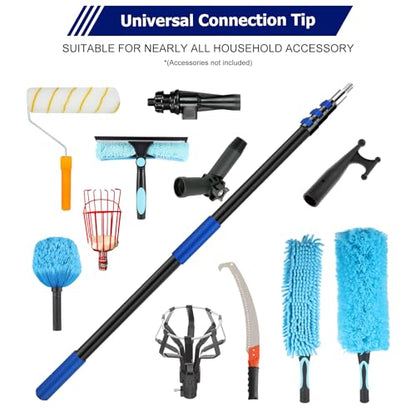 3-12 FT Telescopic Extension Pole Aluminum Paint Roller & Cleaning Pole - size: 12 Ft Blue