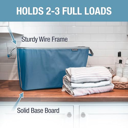 CleverMade Collapsible Laundry Baskets, 60L 2 Pack, 55 lb, Pop-Up, Denim - color: Denim Gray
