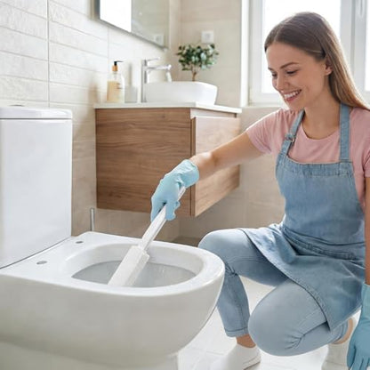 6 Pack White Extended Handle Toilet Brush, Bubble Pumice Stone, Hanging Design, Plastic Material, 13.4 Inch (34cm) Total Length (13.5cm Pumice + 20.5cm Handle), Powerful Stain Remover for Multiple Sur - color: White