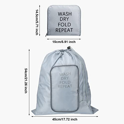 Boao 2 Pcs Travel Laundry Bag with Drawstring Zipper - color: Black, Gray, size: Classic