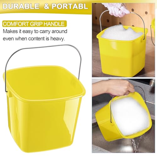 Zhehao 6 Pcs 3 Quart Small Sanitizer Cleaning Bucket, Yellow - color: Yellow