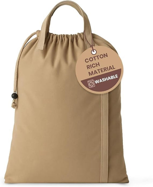 LFH Home Large Premium Cotton Rich Canvas Laundry Bag with Drawstring and Handles Heavy Duty, Multi-Use, and Washable for Home, Travel, College or Storage 20x30 (Pack of 2)-Beige - color: Beige, size: 20”x30” (Pack of 2)