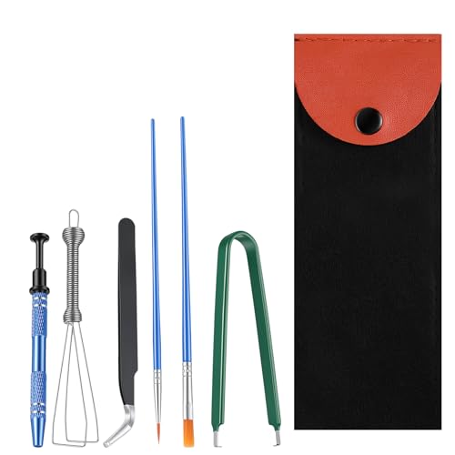 7 Pcs Mechanical Keyboard Deep Cleaning Kit, Universal Keycap Puller and Switch Remover Set with Switch Puller, Lubricating Pen, Cleaning Brush, Tweezers, 4-Jaw Gripper, Key Cap Pullers