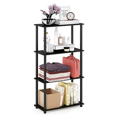 Furinno Turn-N-Tube Toolless 4-Tier Storage Shelves, Americano - color: Americano/Black, size: 4-Tier Round Tube