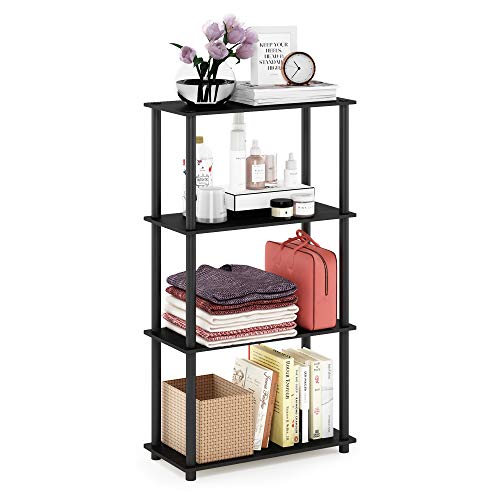 Furinno Turn-N-Tube Toolless 4-Tier Storage Shelves, Americano - color: Americano/Black, size: 4-Tier Round Tube