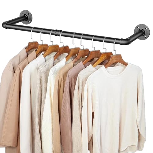 36 INCH Industrial Pipe Clothes Rack,Wall Mounted Clothes Rack,Metal - size: 36 inch