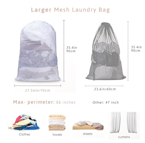 Meowoo 2Pcs Large Mesh Laundry Bag, 27×36inch - color: White-2pcs, size: 27x36 inch