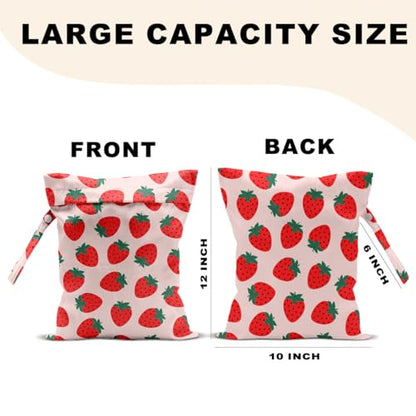 Summer Fruits Wet Bag 12x10 Inch, Strawberry Waterproof Travel Laundry Bag - color: Strawberry 1419