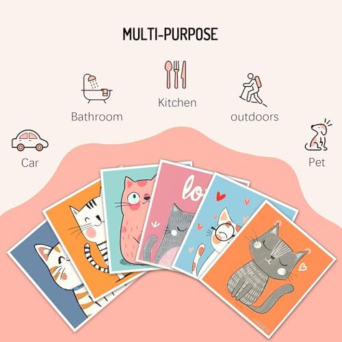 Swedish Dishcloths 6 Pack, Reusable Paper Towels Super Absorbent and Quick Drying for Kitchen, Biodegradable Washable Dish Towels Dishwasher Safe, Premium Cleaning Cloths with Watercolor Design (Cat) - color: Cutecat Theme