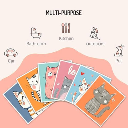 Swedish Dishcloths 6 Pack, Reusable Paper Towels Super Absorbent and Quick Drying for Kitchen, Biodegradable Washable Dish Towels Dishwasher Safe, Premium Cleaning Cloths with Watercolor Design (Cat) - color: Cutecat Theme