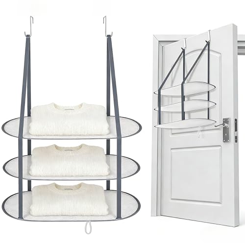 Sweater Drying Rack Hanging on Door Dryer Flat Portable Collapsible Mesh Large Laundry Clothes Drying Rack Room Organization 3 Tier - color: B, size: 1PC
