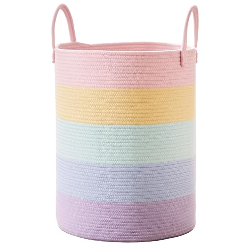 60L Rainbow Hamper Baby Girls Kids Laundry Basket - color: Pastel Rainbow, size: Large (60L)