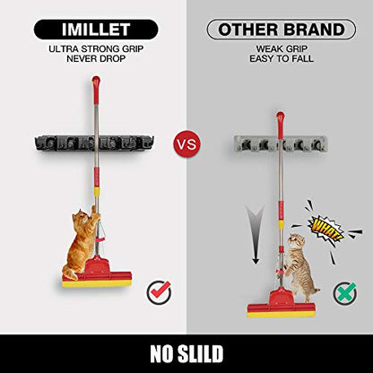 IMILLET 2 Pack Mop and Broom Holder, Wall Mount Organizer Storage Tool Rack - color: 2 Pack