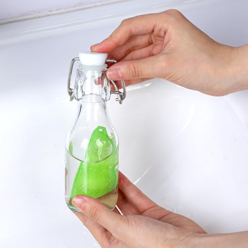 9Pcs Magic Beans Bottle Cleaner Sponge, Reusable Small Beans Bottle Cleaning Sponge, Heat Resistant Ceramic Scrubber for Internal Cleaning, Green Polyurethane Brush for Baby Bottles Cups Vases