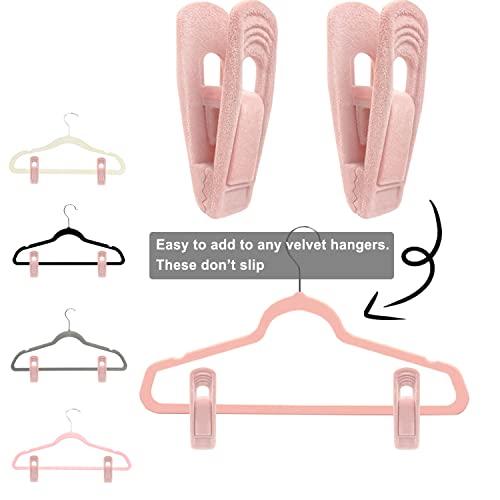 TOFIIGREM Light Pink Velvet Hangers (80-Pack), Non-Slip Strong Hanger Clips for Velvet Skirts & Pants - color: Light Pink, size: 80pc