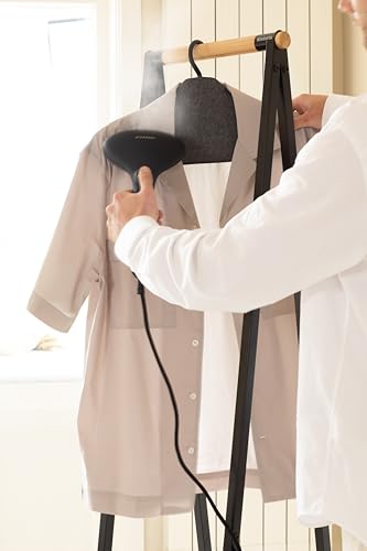 Brabantia - Steam Clothes Hanger - Solid Surface for High-Pressure Steaming on Collars and Shoulders - Quick & Easy Results - Double-Sided Use - Versatile 360° Rotating Hook - Pepper Black - color: Pepper Black, style: Steam Clothes Hanger