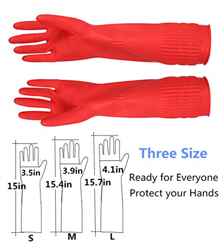 Rubber Cleaning Gloves Kitchen Dishwashing Glove 2-Pairs And Cleaning Cloth 2-Pack,Waterproof Reuseable.(Medium) - size: Medium