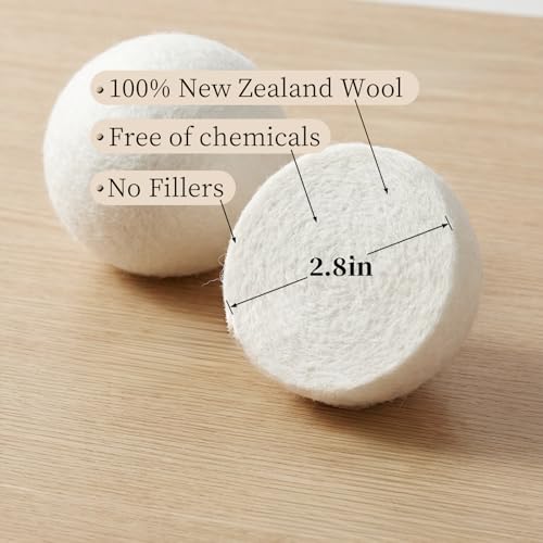 Wool Dryer Balls, 6-Pack, Natural Fabric Softener, Reusable