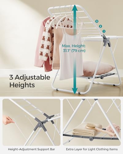 SONGMICS Clothes Drying Rack, Free-Standing Indoor Airer - color: Cloud White