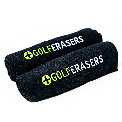 Premium Microfiber Golf Towel with Clip for Golf Bag, 2 Pack, Waffle-Knit Pattern, Helps Keep Golfers’ Hands Dry While Playing, Pairs Perfectly Sponges, 24"x16" - color: 2 Pack Black