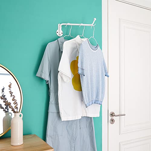 Mkono Wall Mounted Drying Rack Laundry Hook with Swing Arm Valet Rod 2 Pack - color: White