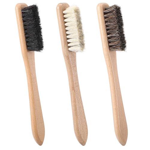 3 Pcs Laundry Stain Brush, Wood Laundry Stain Brush with Boar Bristle for Scrubbing Stains from Cloth Fabric Leather and Household