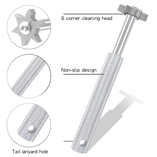 VIPMOON Golf Club Cleaner Kit, 2 Pcs Groove Sharpener Regrooving Tool and 1 Pcs Retractable Club Cleaner Brush, Portable Groove Sharpener Tool for All Golf Irons for Men - color: Silver