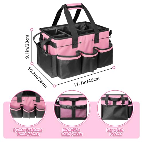 Large Cleaning Caddy Bag-Wearable, Waterproof, Heavy, Duty - color: Pink